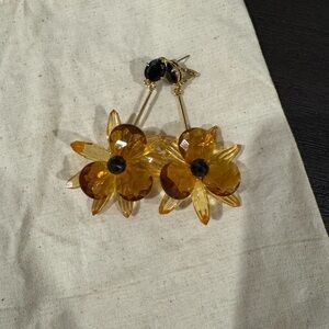 Kate Spade Gold and Black Floral Earrings